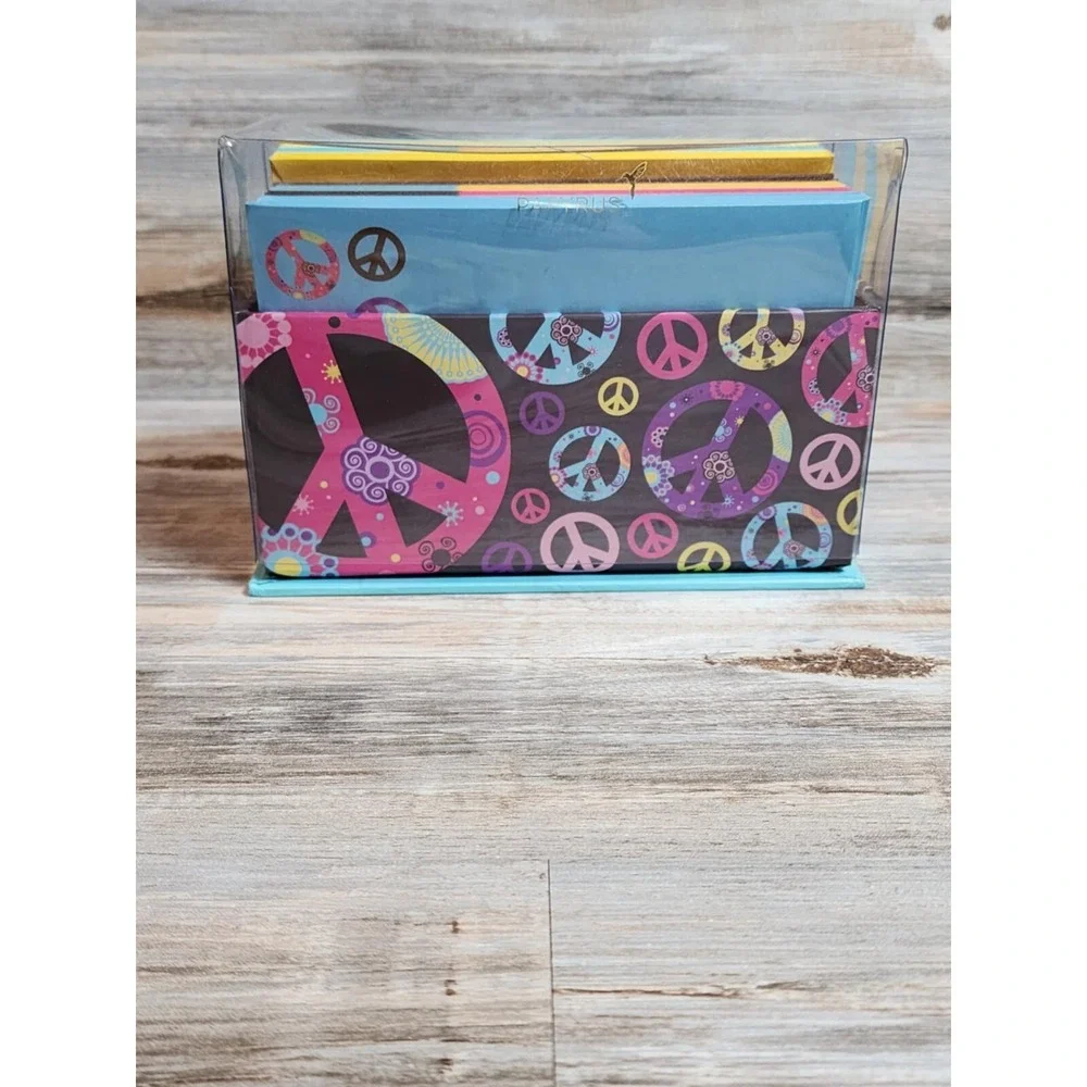 Papyrus Peace Sign Stationery Set 40 Note Cards Lined Envelopes Colorful Retro